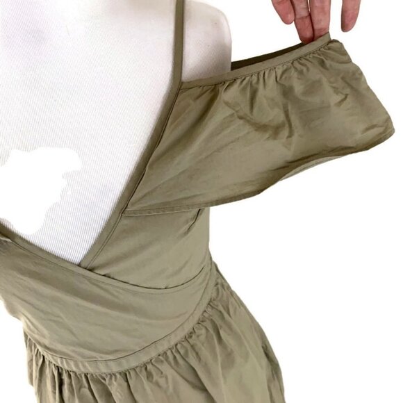 Madewell Women's Size 00 Cold Shoulder Dress Khaki Ruffles Style G7782 Tan - Picture 5 of 11
